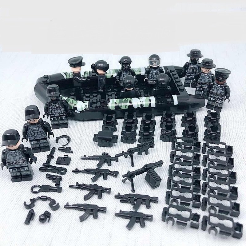 SWAT Rubber Boats Commando Minifigures Lego Compatible City Swat Sets