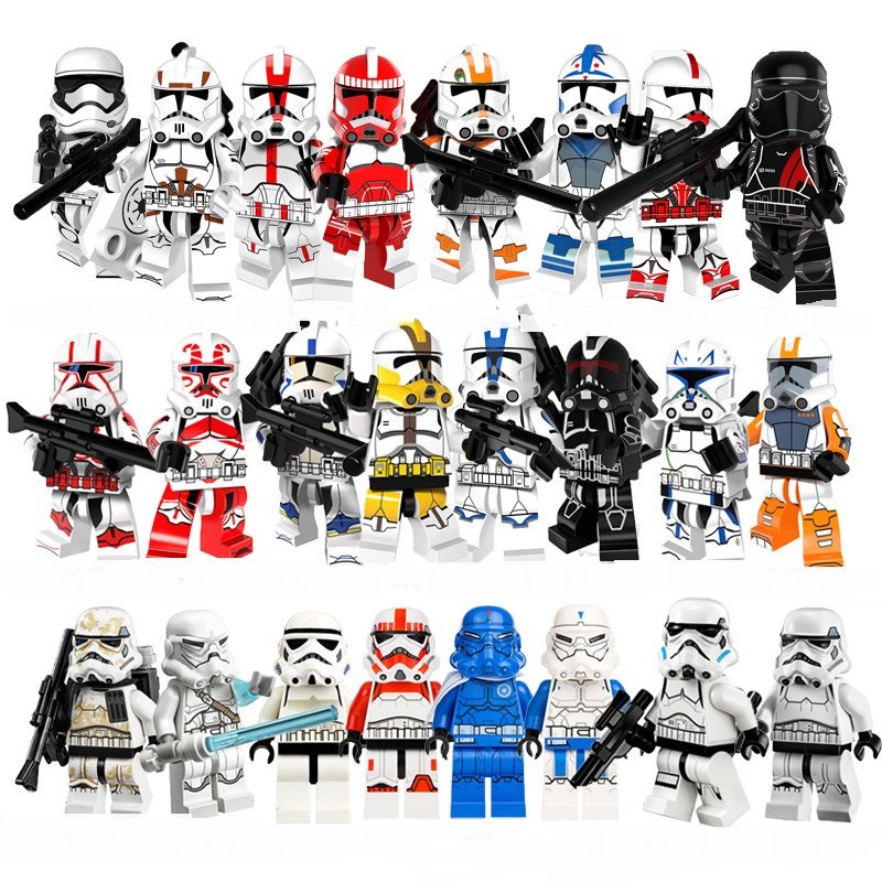 24pcs Star Wars Attack of the Clones Clone Trooper Stormtrooper Minifigures Lego Compatible Toy
