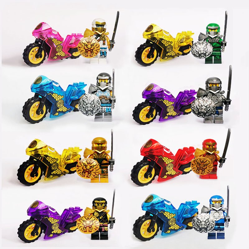 8pcs Ninjago Season 14 Motorcycle Minifigures Lego Compatible Toy