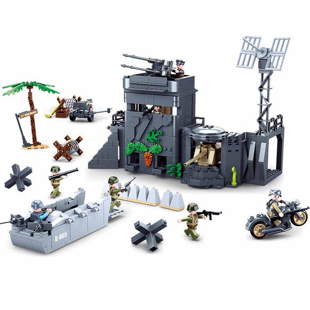WW2 Normandy Landing German arm Fort US army landing ship Minifigures Lego Compatible Toy