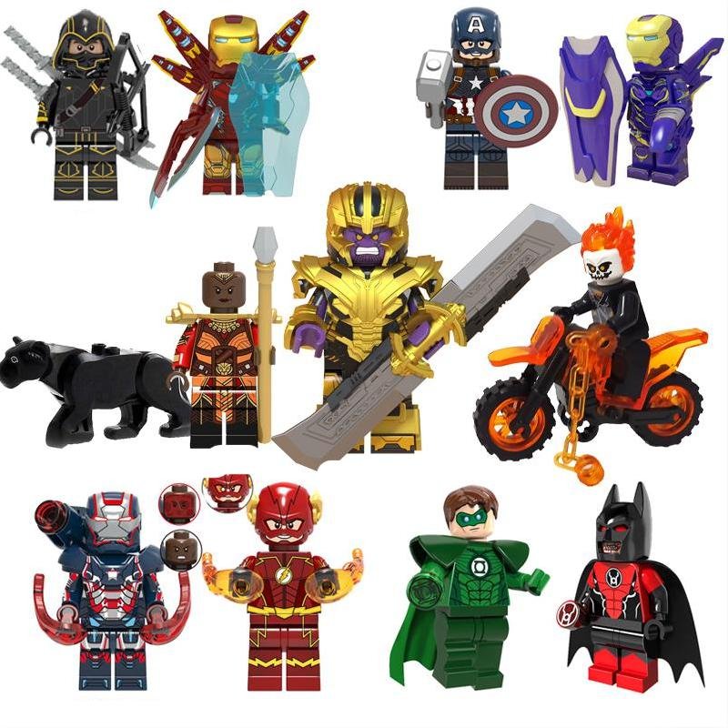 12pcs Thanos Okoye The Flash Green Lantern War Machine Minifigures Lego Compatible Super Heroes Set