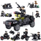 4in1 Black Police Army troops Minifigures Lego Compatible City Toy