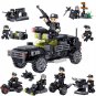 4in1 Black Police Army troops Minifigures Lego Compatible City Toy