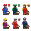 6pcs Mario Luigi Minifigures Lego Compatible Super Mario Bros Sets