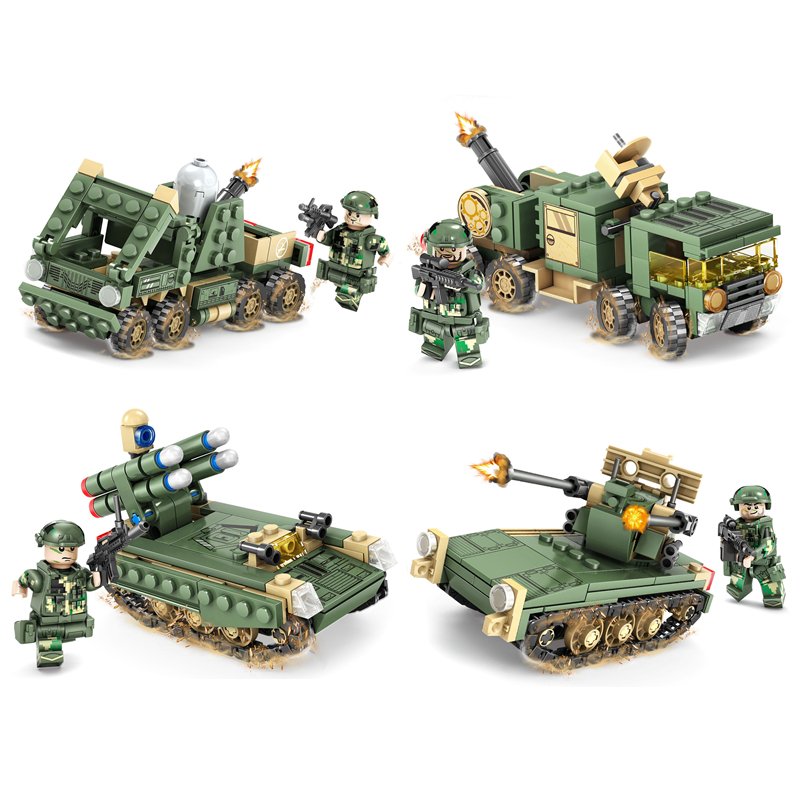 4in1 V2 Anti-missile system Tank Soldier Minifigures Lego Compatible Modern military Sets