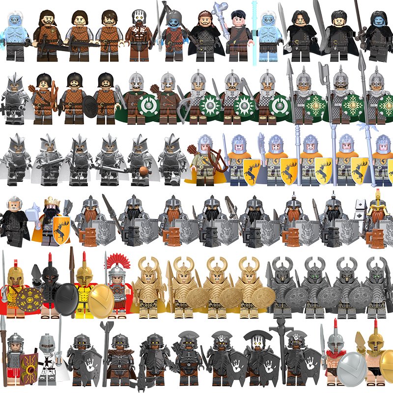 71pcs The spartans Dwarf Elf  Orcs Roman Legions Minifigures Lego Compatible Movie Sets