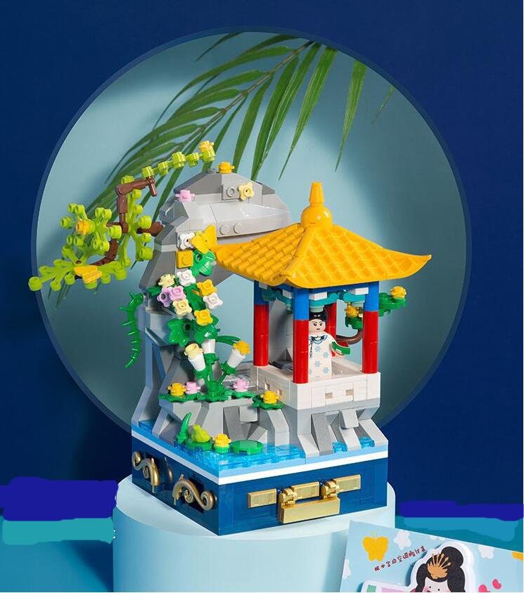 China Jiangnan garden view Jewelry box Minifigures Lego Compatible Christmas jewelry gift