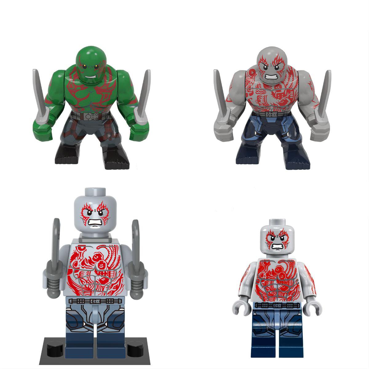 4pcs Big Small Drax the Destroyer Minifigures Lego Compatible Super Heroes Sets