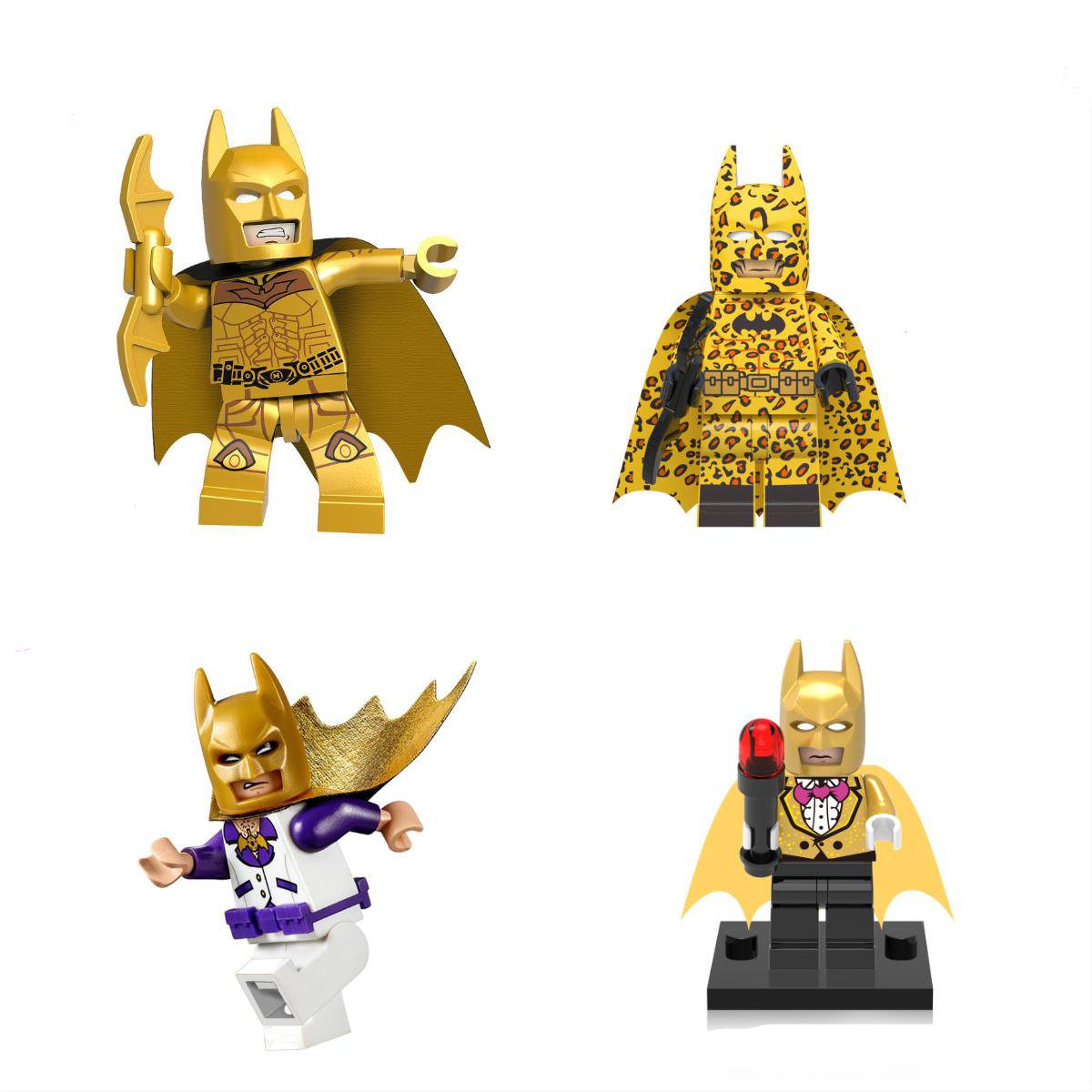 4pcs Golden Batman Minifigures Lego Compatible New Batman Sets