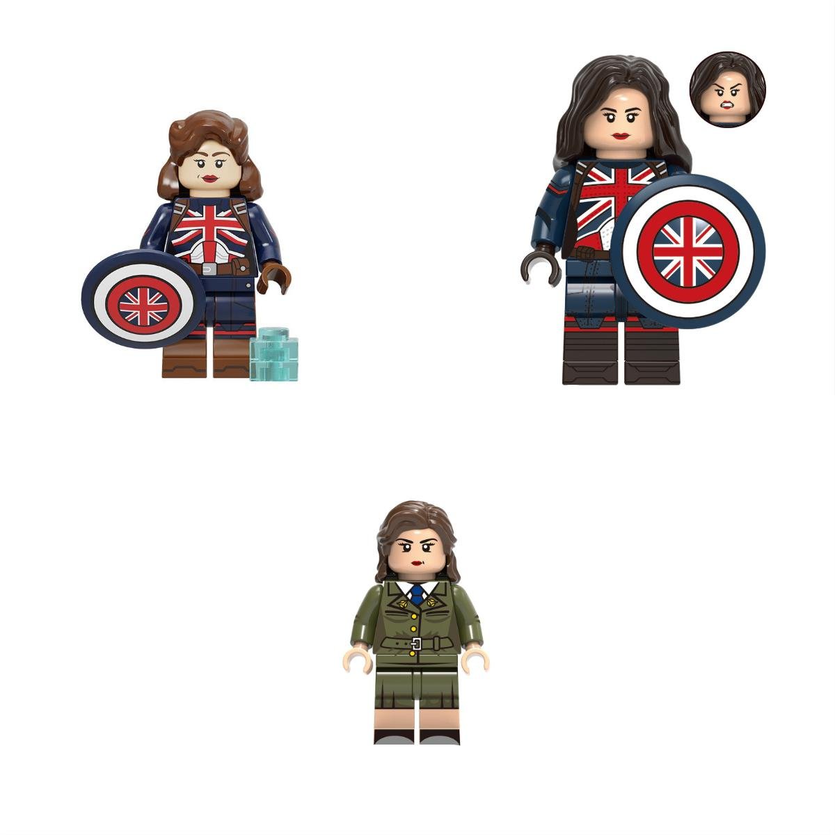 3pcs Captain Carter Captain Britain Minifigures Lego Compatible Super Heroes Set