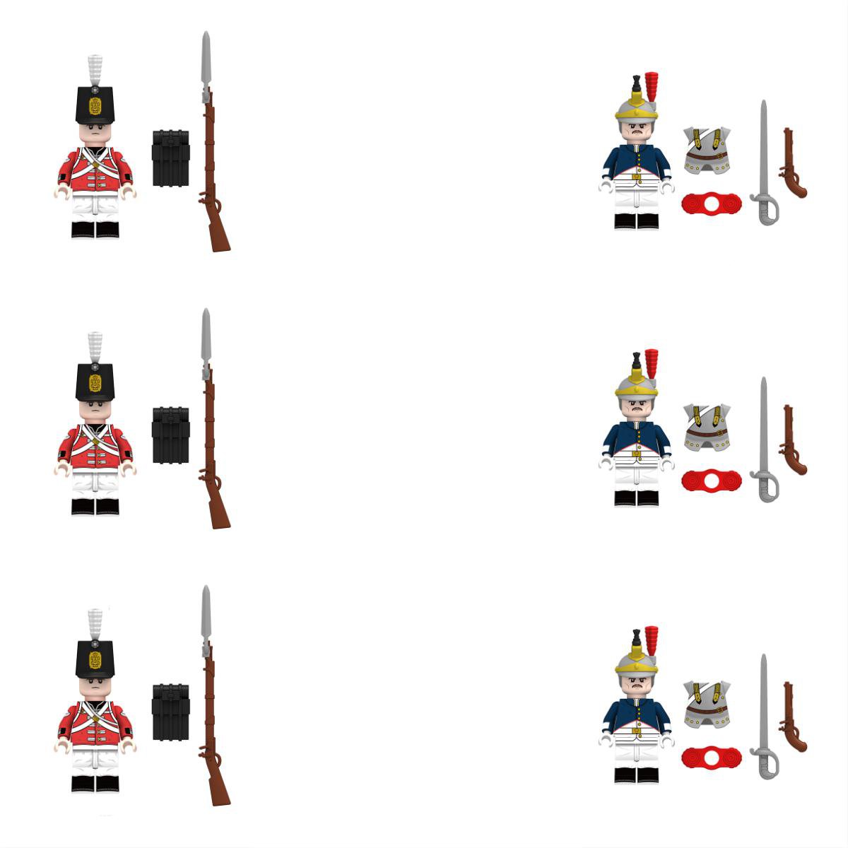 French Nepoleon Cuirassier VS UK Line Infantry Minifigures Lego Compatible Military Set