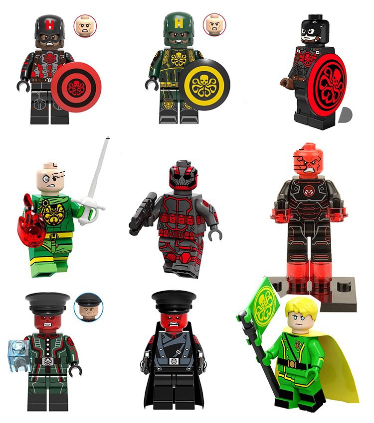 9pcs Red Skull Steve Rogers Minifigures Lego Compatible Super Heroes Sets