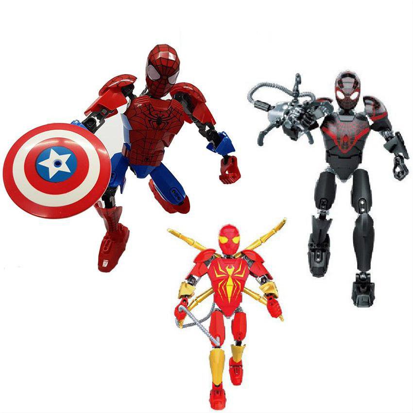 Big Miles Morales Spider Man Red Spider Man Minifigures Lego Compatible Superhero Sets