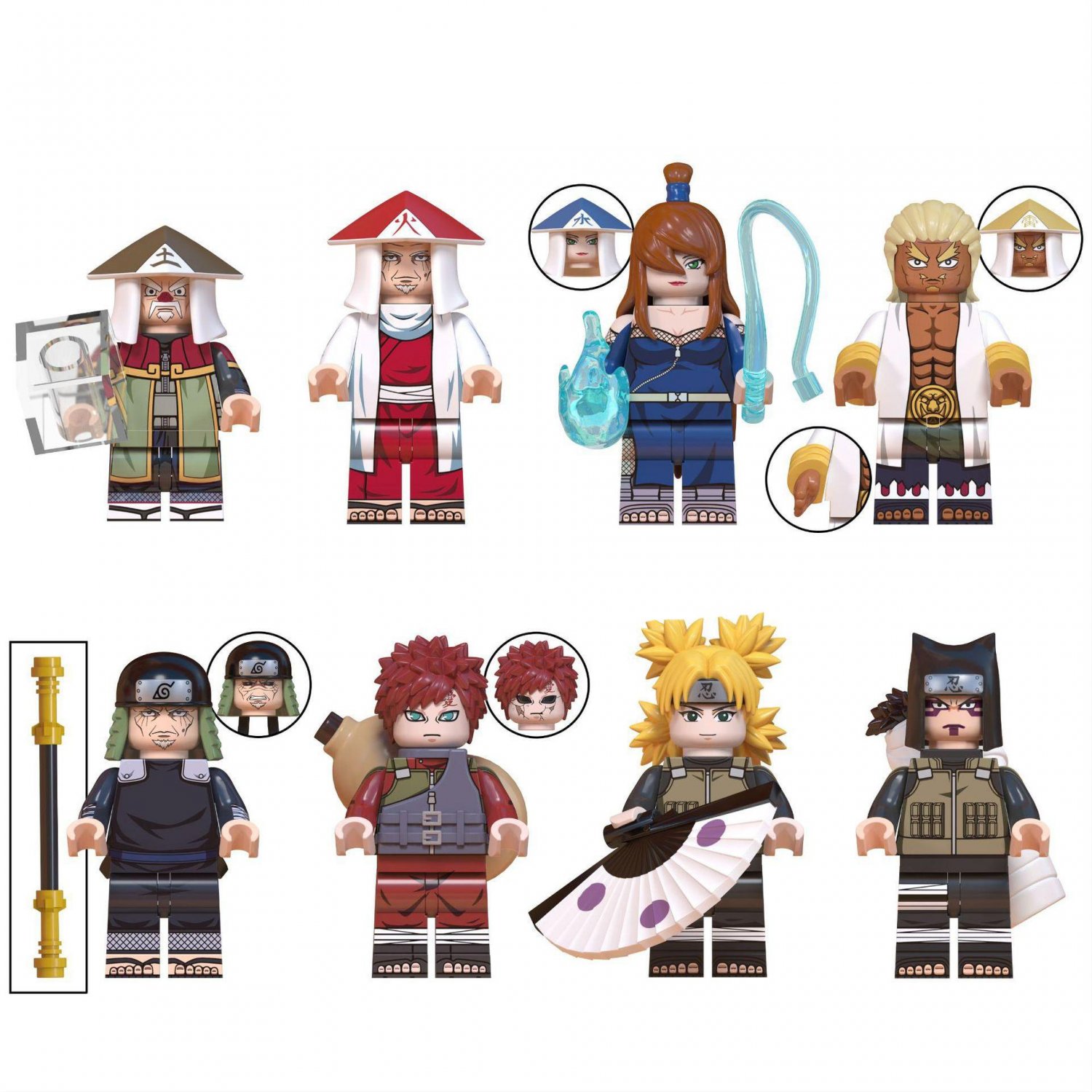 Ohnoki Raikage Gaara Temari Kankuro Minifigures Lego Compatible Naruto 2023