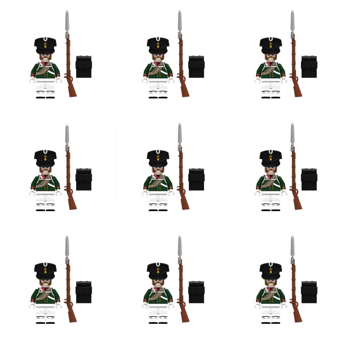 9pcs Napoleonic Wars Russian Line Infantry Minifigures Lego Compatible Military Sets