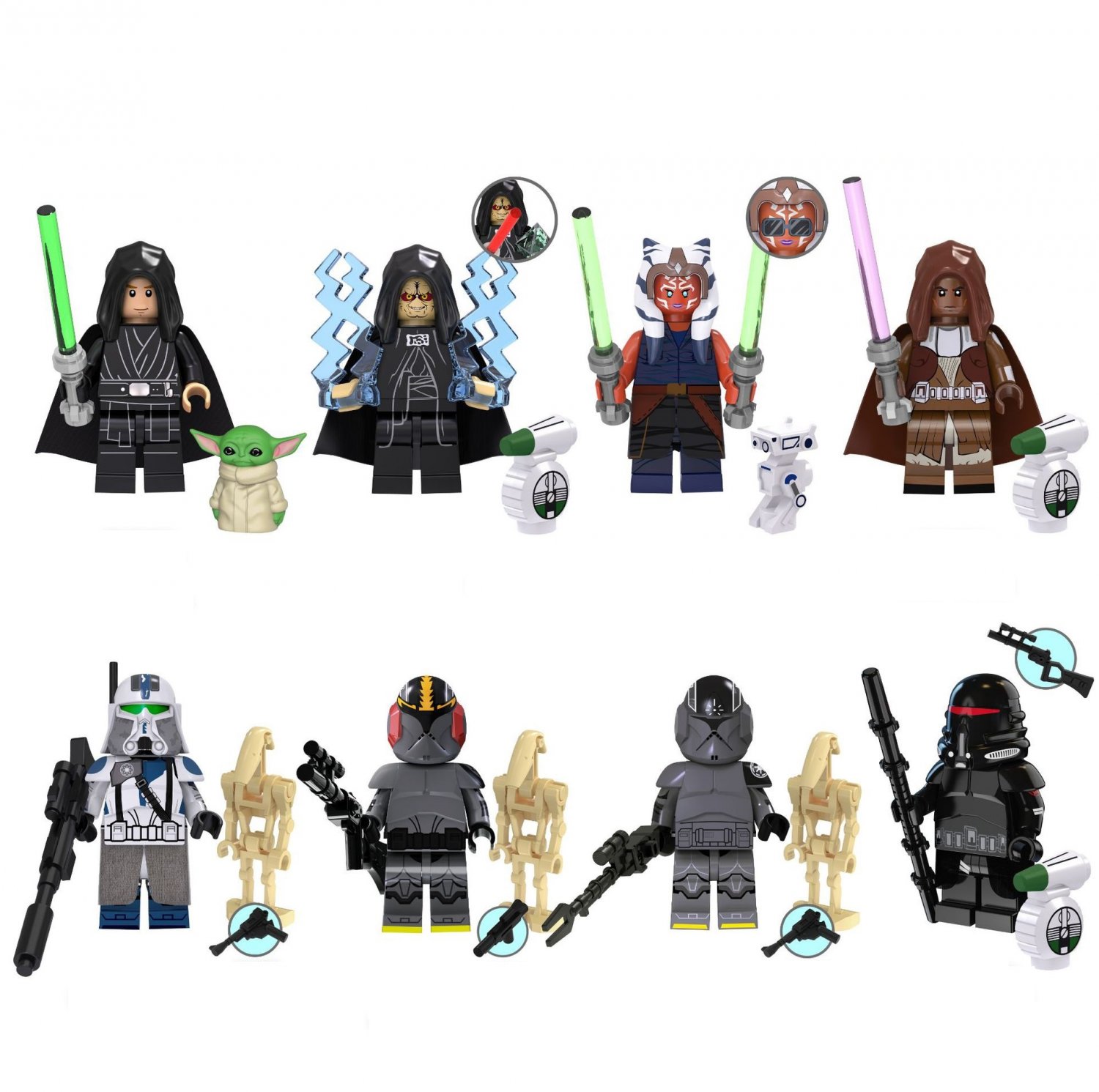 Luke Skywalker Ahsoka the Mechanic Palpatine Minifigures Compatible ...