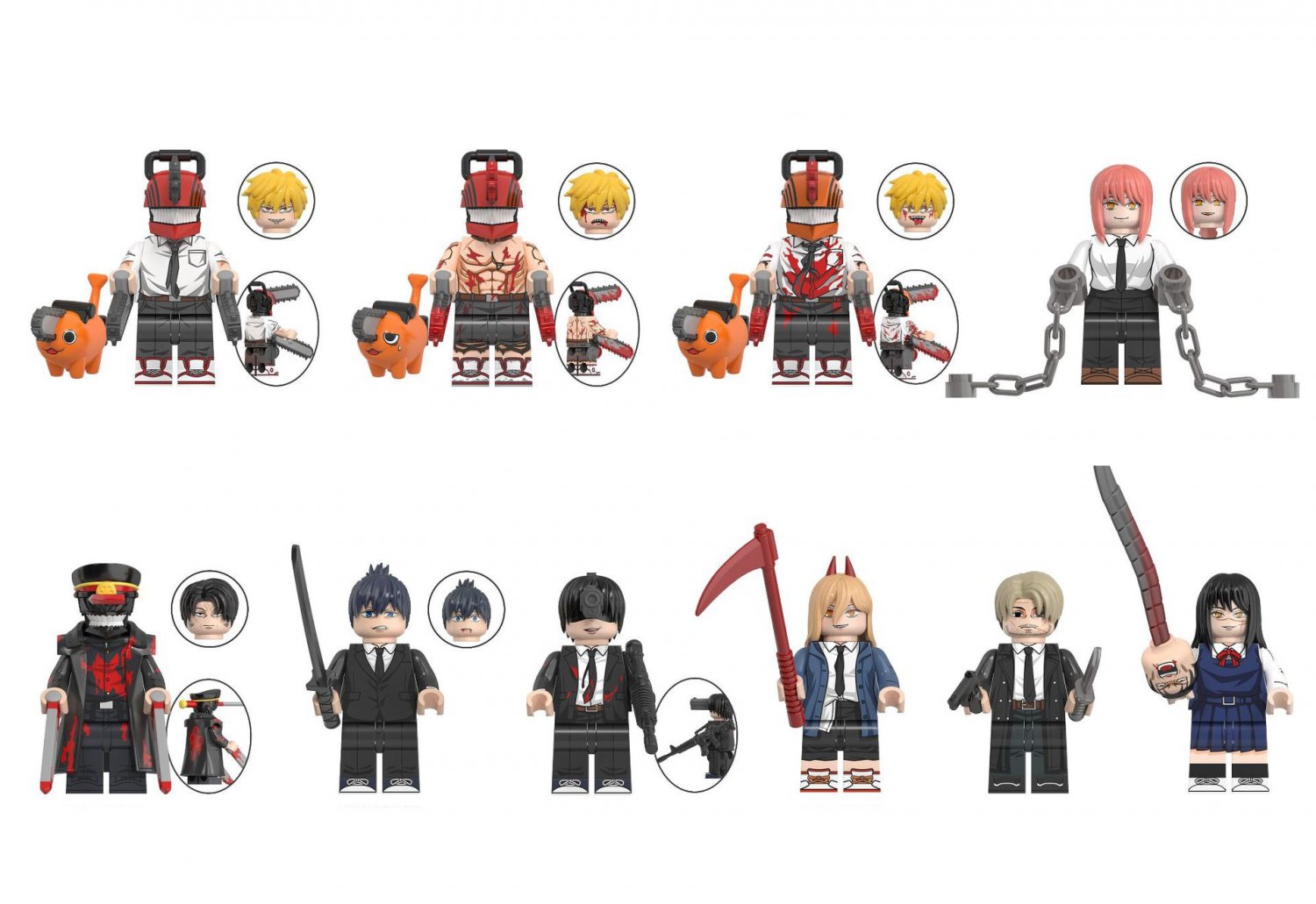 Denji Cartoon Character Minifigures Compatible Lego TV Sets