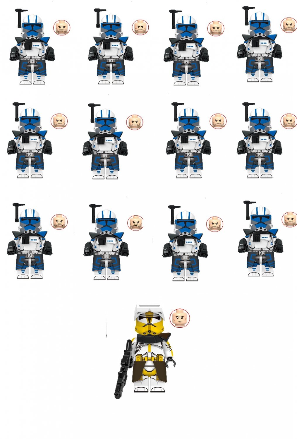 13pcs Commander Bly ARC Trooper Minifigures Compatible Lego Star Wars Set