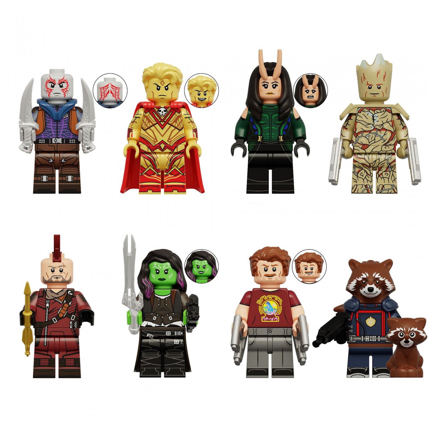 8pcs Drax Adam Mantis Huang Du Minifigures Compatible Lego Guardians of the Galaxy 3 Set