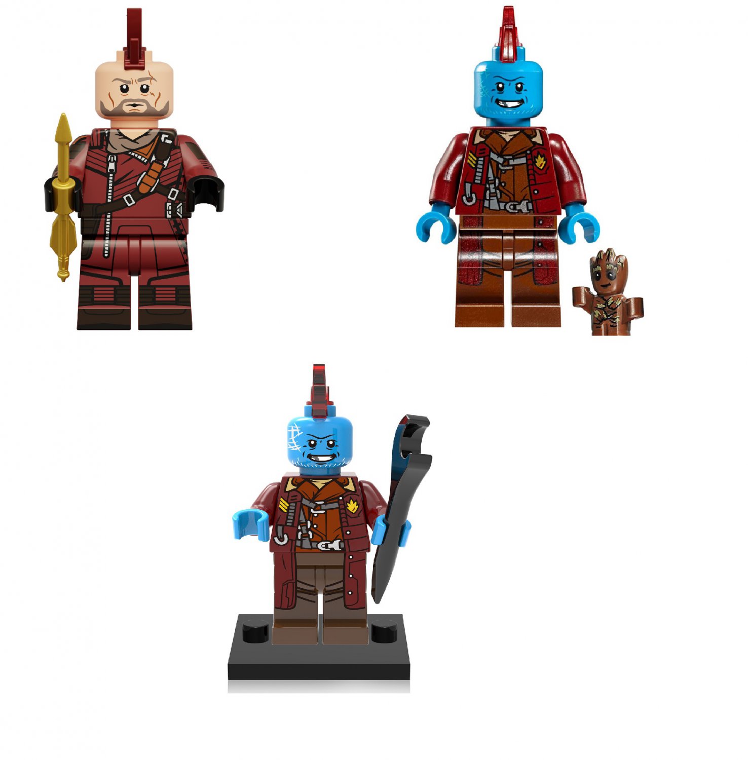3pcs Yondu Huang Du Kraglin Minifigures Compatible Lego Guardians of the Galaxy Set