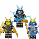 Black Blue Ice Samurai Minifigures Compatible Lego Ninjago Sets
