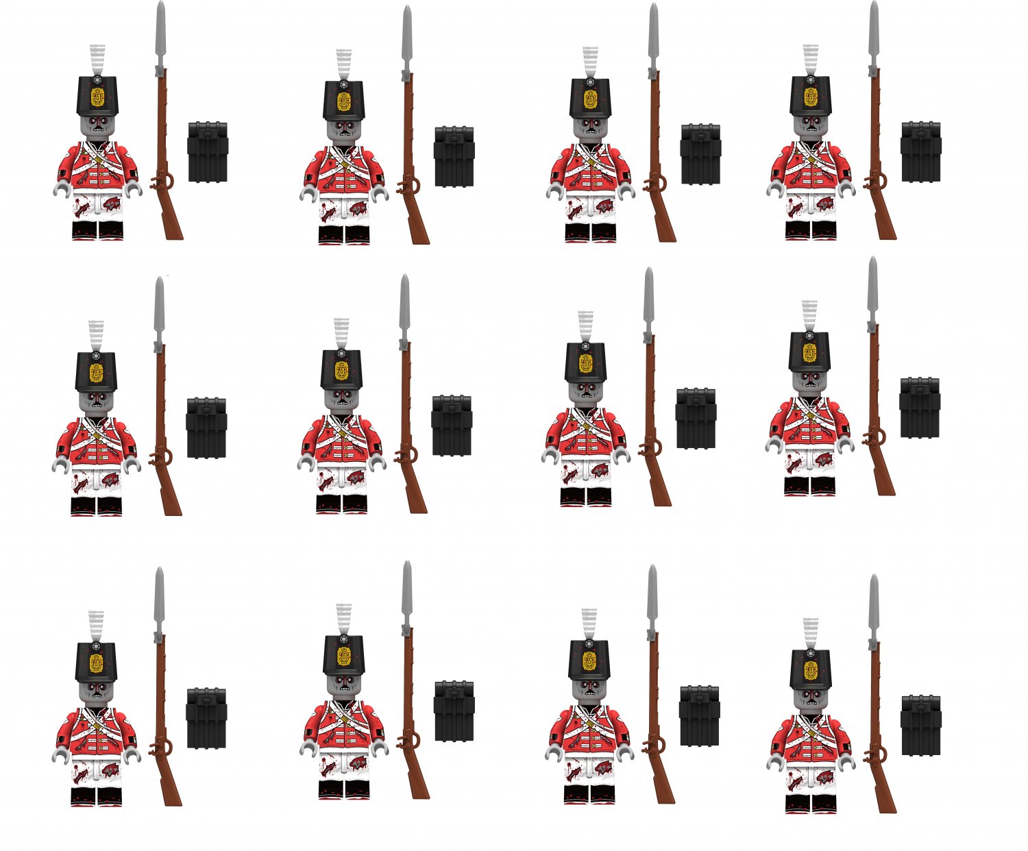 12pcs Britain Line infantry zombies Minifigures Compatible Lego Halloween Set