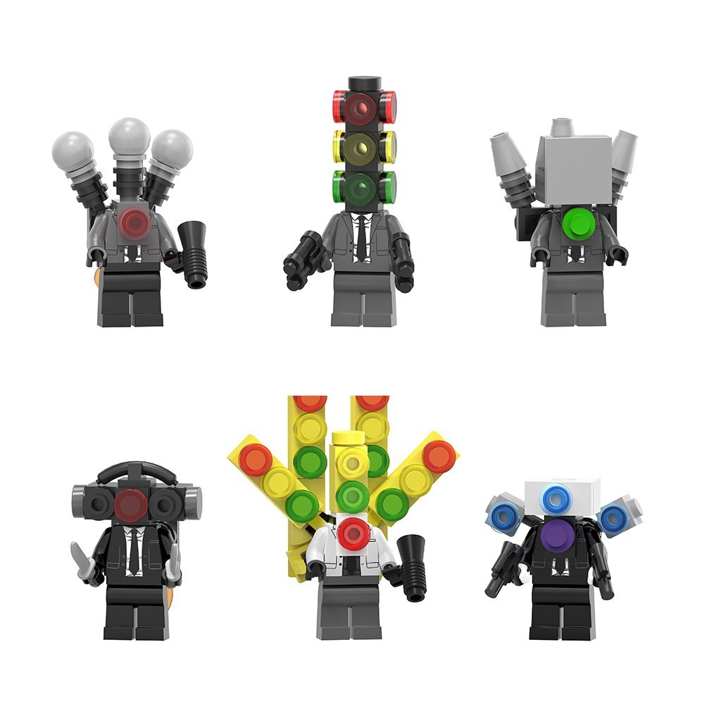 Traffic Light Man Computer Man Boombox Woman Minifigures Lego Compatible Game Set