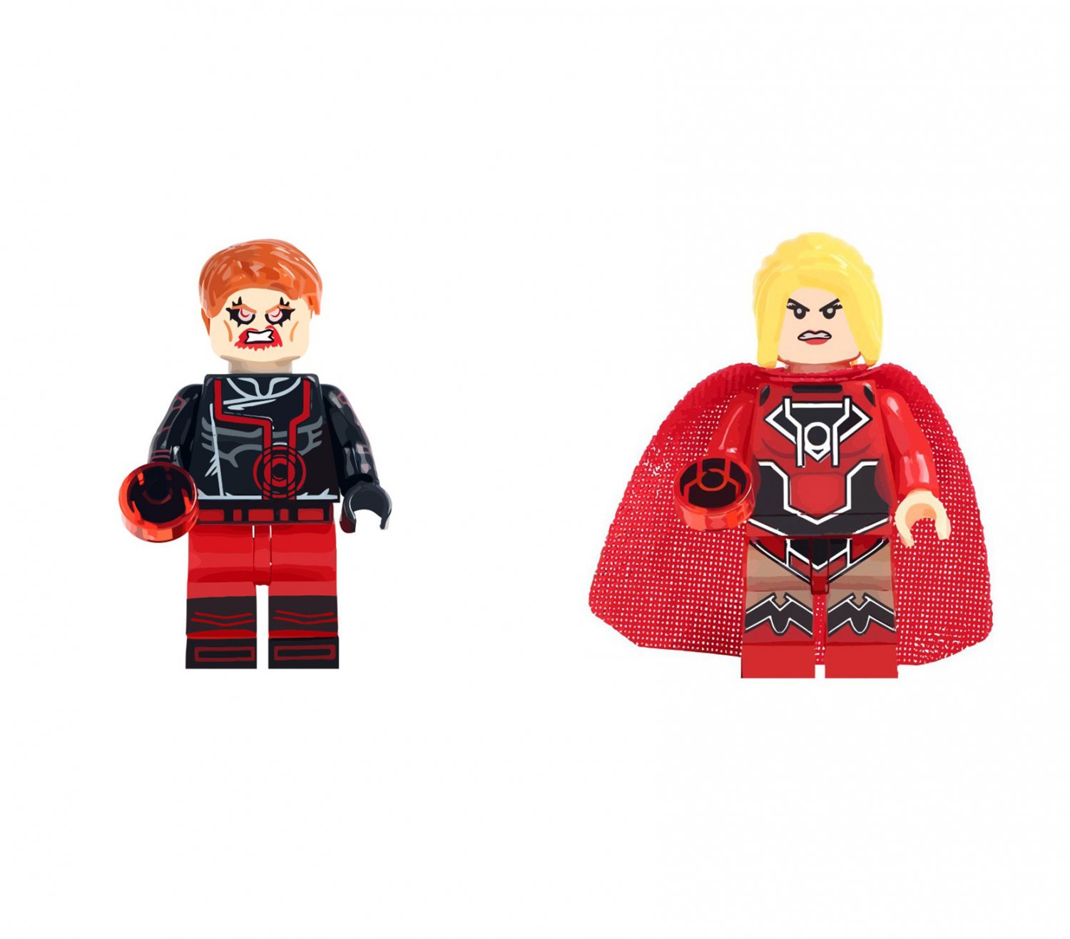 Red Lanterns and Red Lantern Super Girl Minifigures Lego Compatible Super Heroes Set