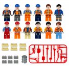 12pcs American construction workers Minifigures Lego Compatible American City Set