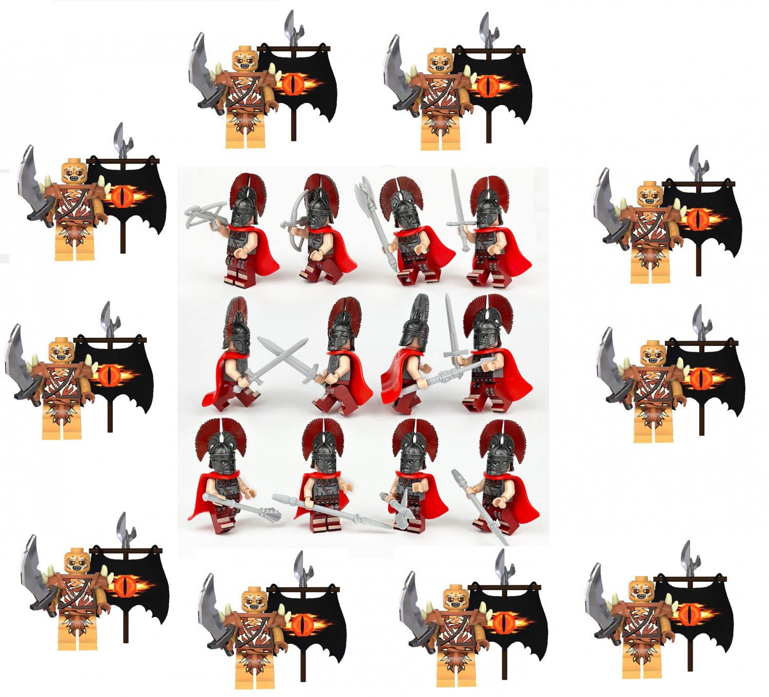 Ancient Rome VS Orc Minifigures Lego Compatible Medieval Knight Sets