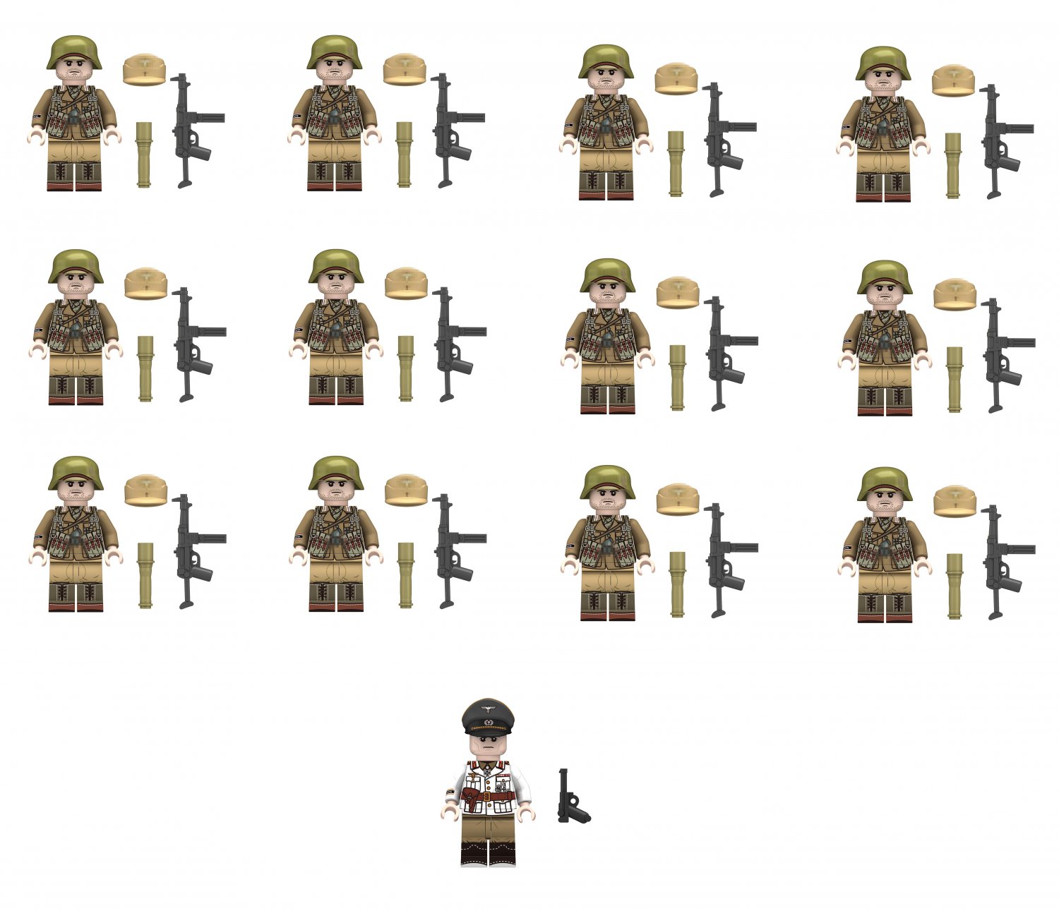 13pcs Germany Afrika Korps Erwin Rommel Minifigures Lego Compatible WW2 Military Set