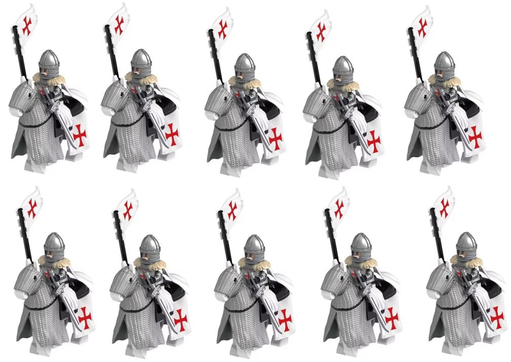 Knights Templar Heavy War-Horse Minifigures Lego Compatible Medieval Knight Set