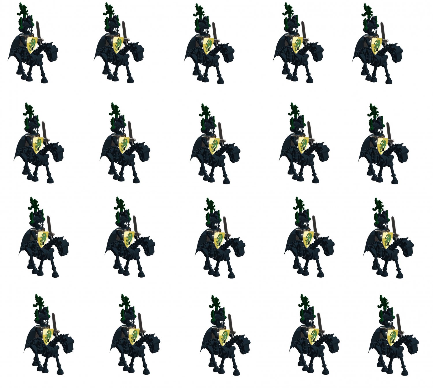 20pcs The Green Skull Knight Minifigures Lego Compatible Medieval Knight Set