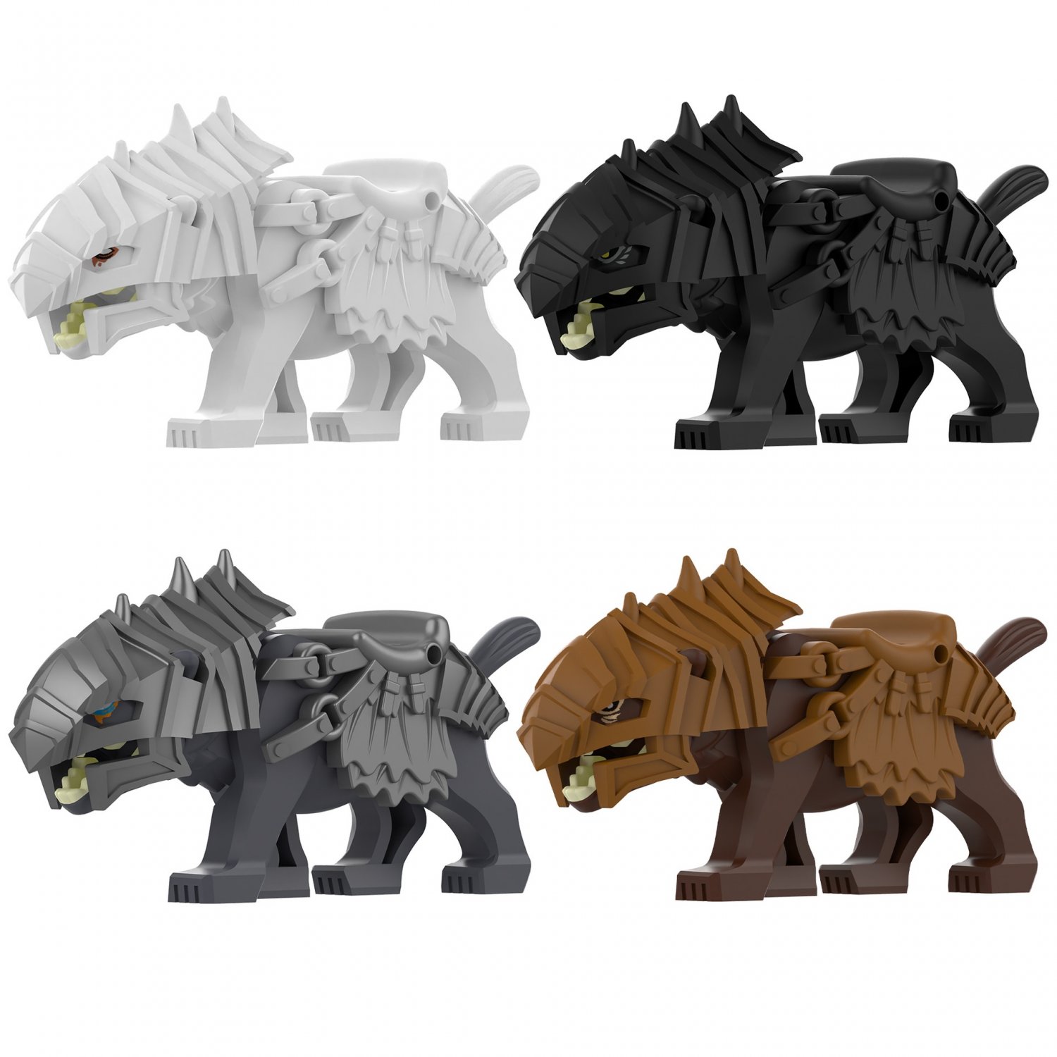 White Wolf Grey Wolf Brown Wolf Minifigures Lego Compatible The Rings of Power Season 1 Set