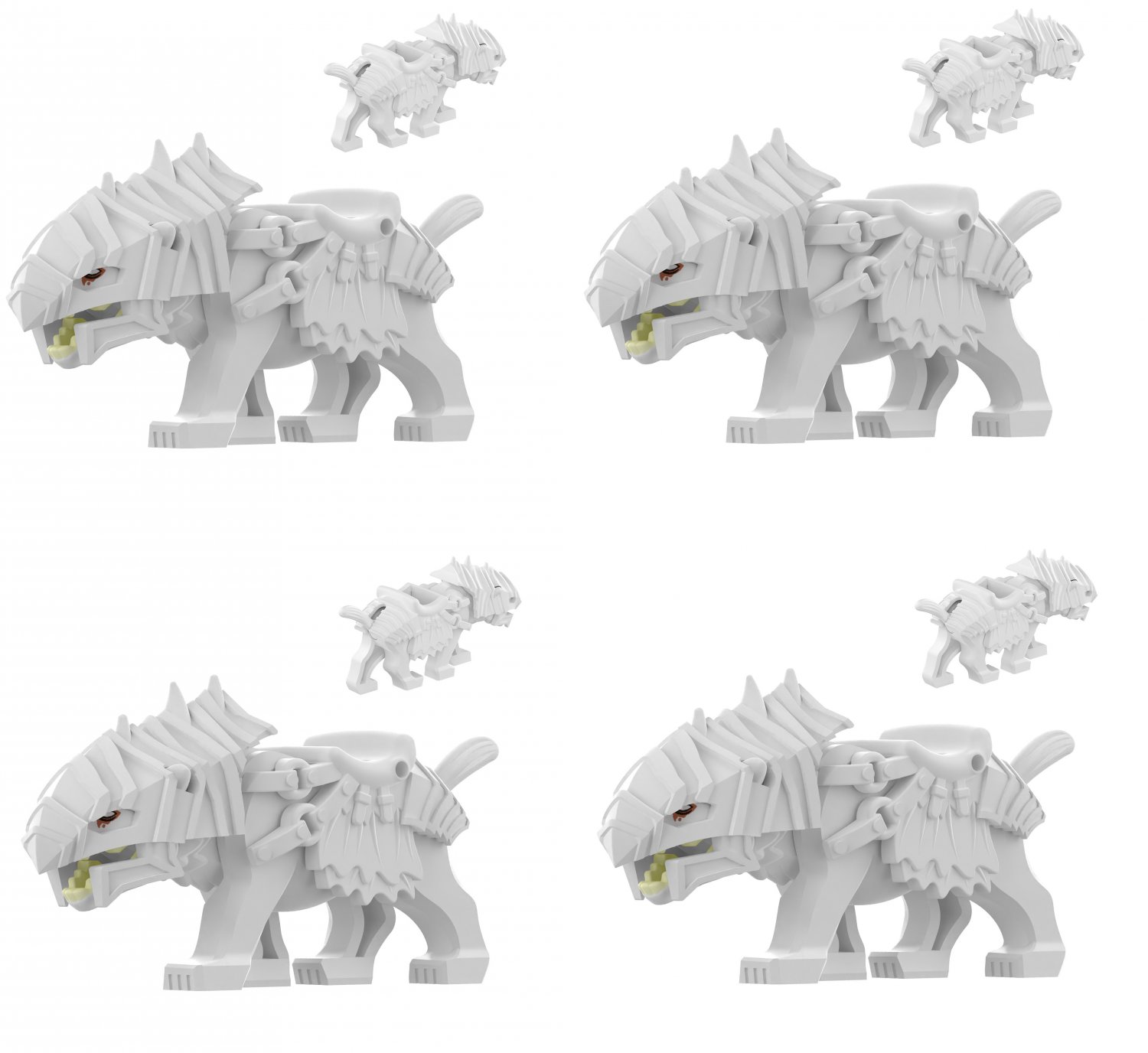 4pcs White Wolf Minifigures Lego Compatible The Rings of Power Season 1 Set