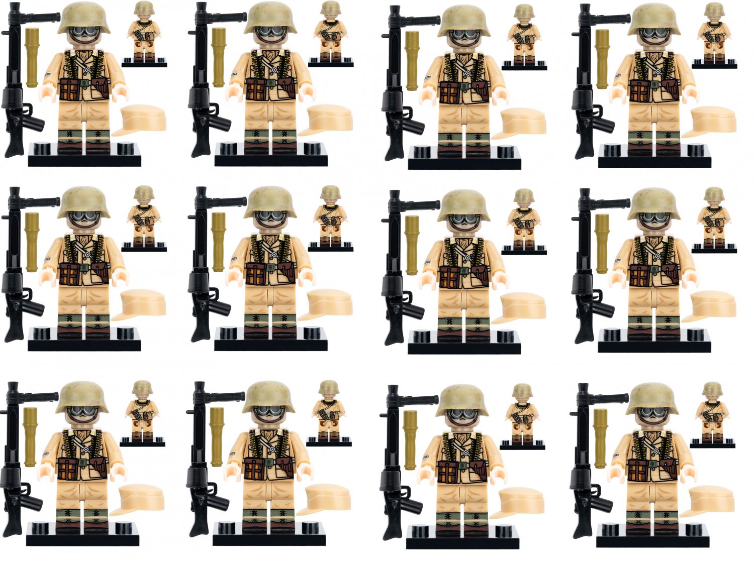 12pcs Germany MG42 General-purpose machine gun Minifigures Lego Compatible WW2 Military Set