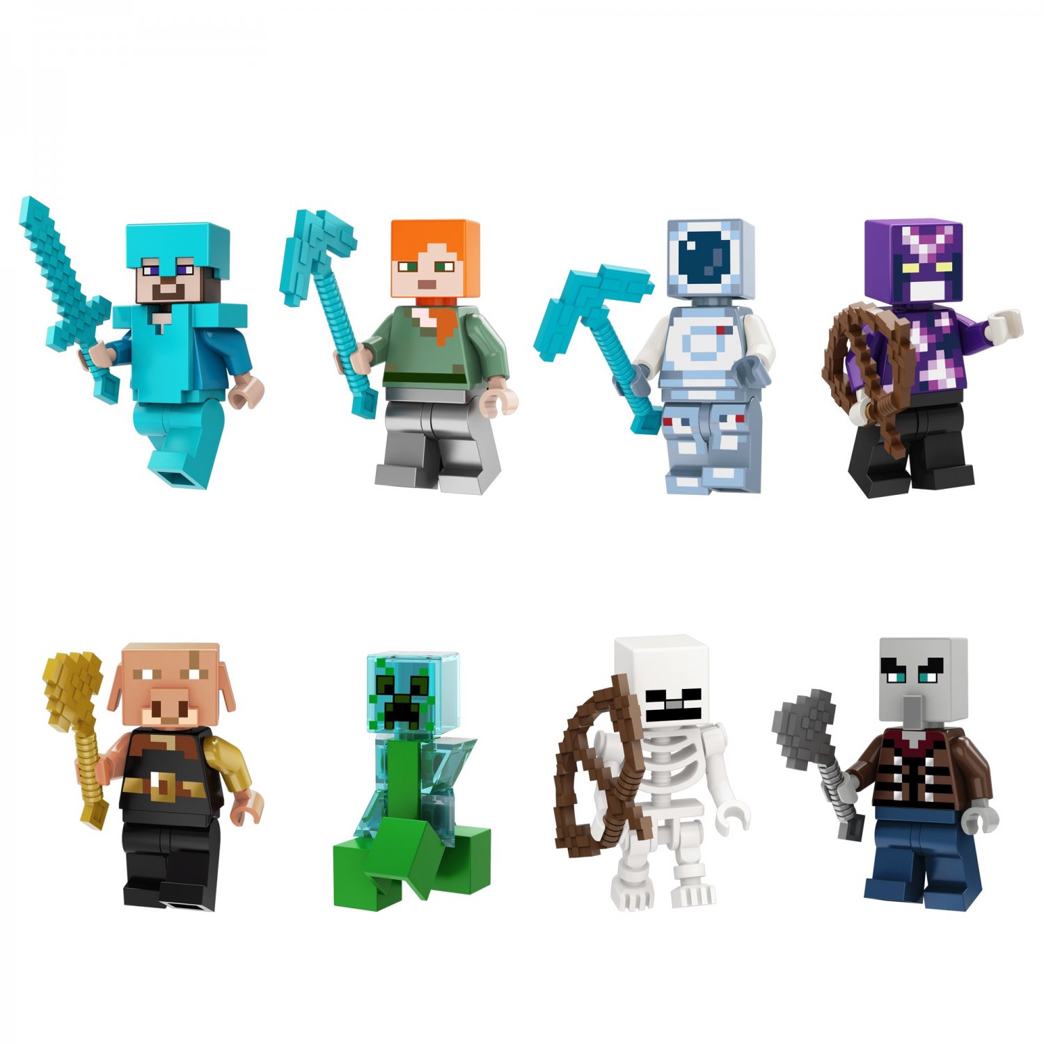 Piglin Brute Vindicator Steve Alex Minifigures Lego Compatible Minecraft Sets