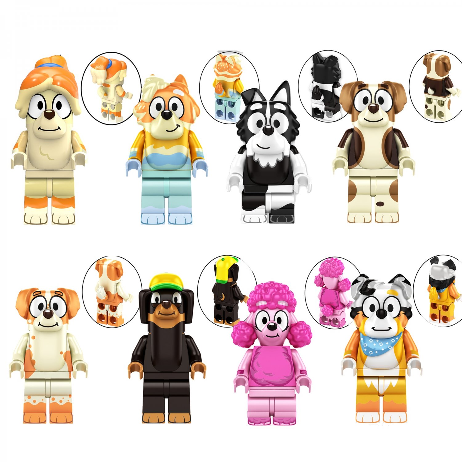 Aunt Frisky Coco Calypso Mia Red Minifigures Lego Compatible Bluey season 1 Sets