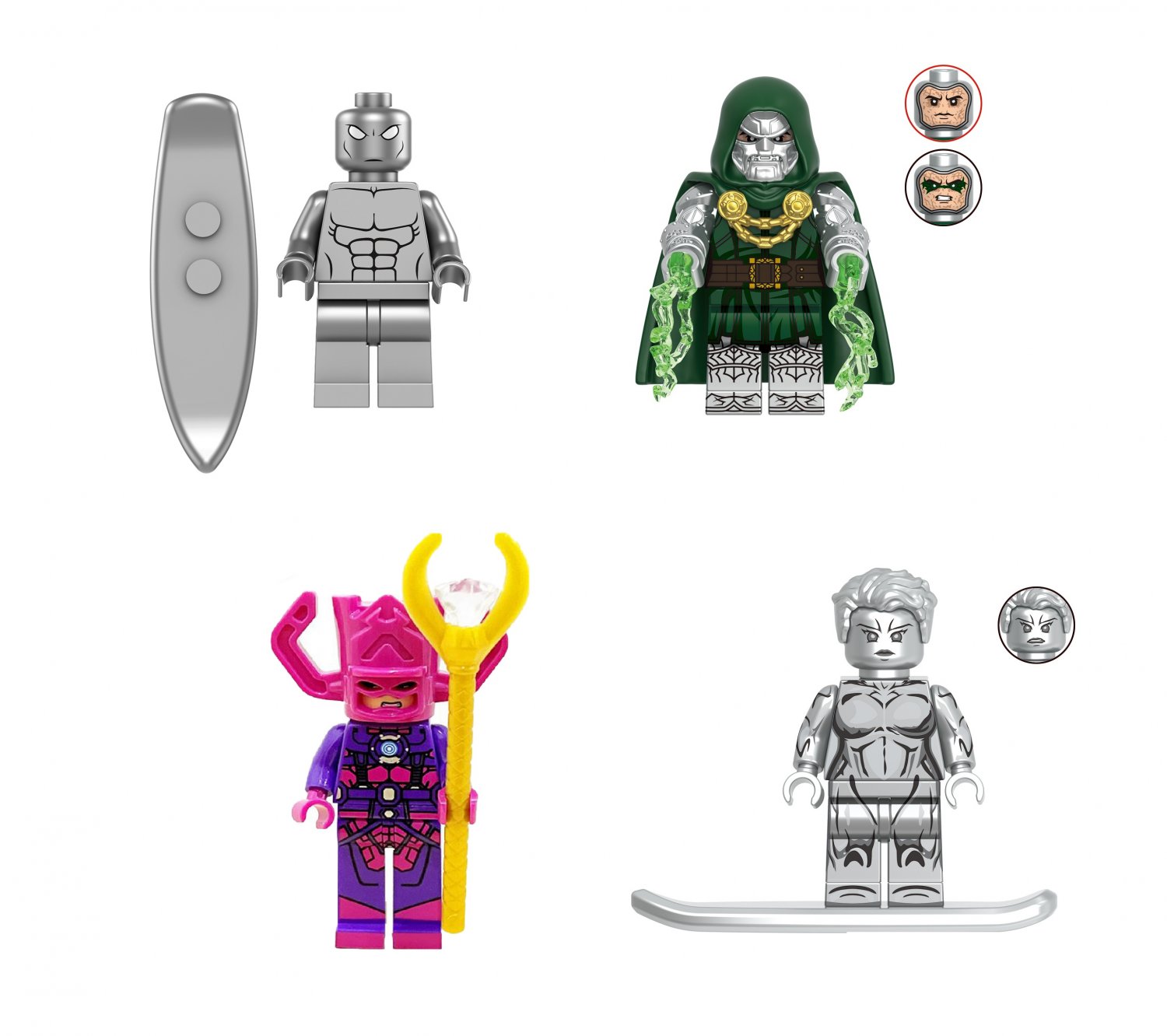 Female Silver Surfer Doctor Doom Galactus Minifigures Lego Compatible The Fantastic Four Sets
