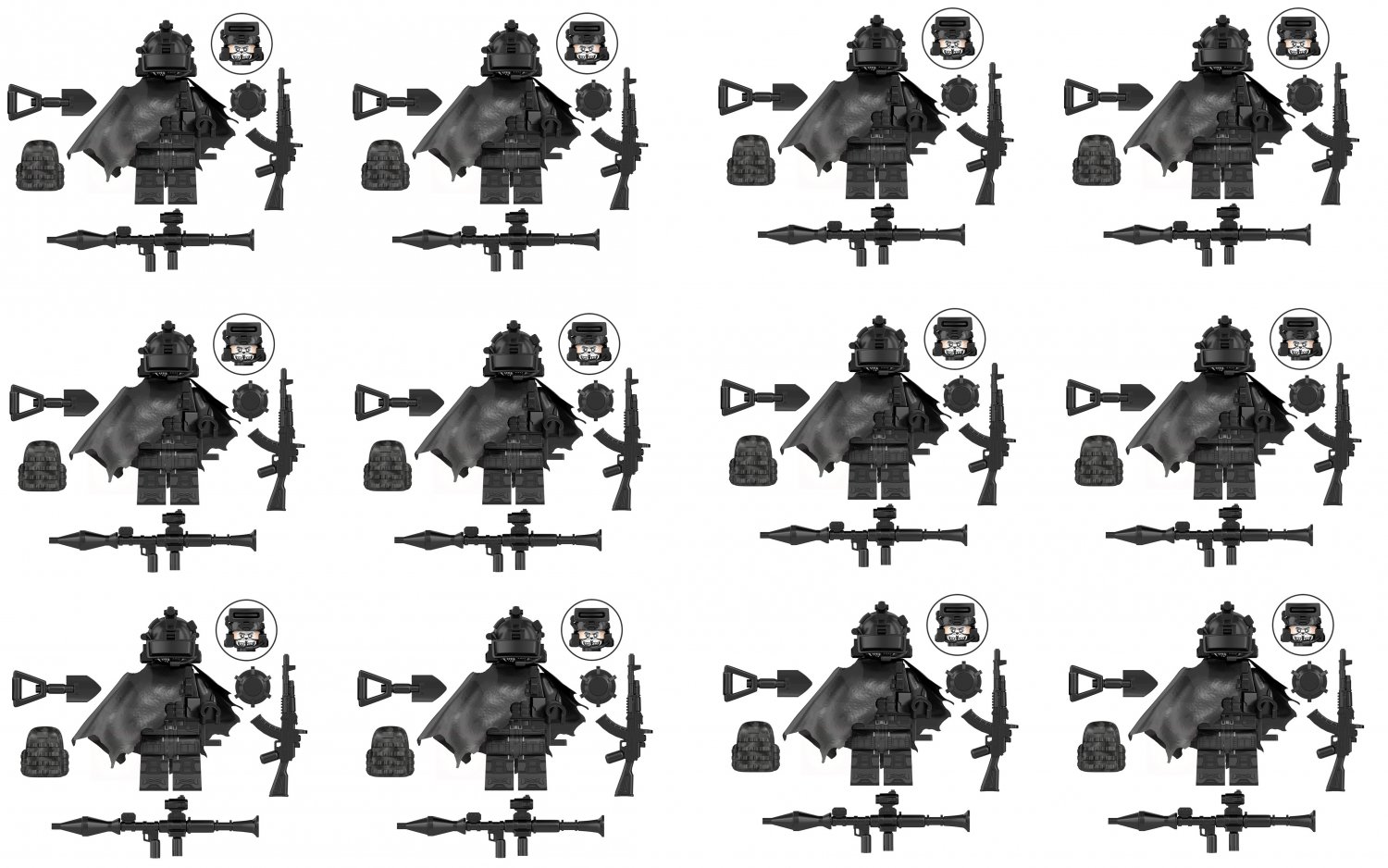 12pcs Ghost Special Forces Engineer Minifigures Lego Compatible Military Special Forces Sets