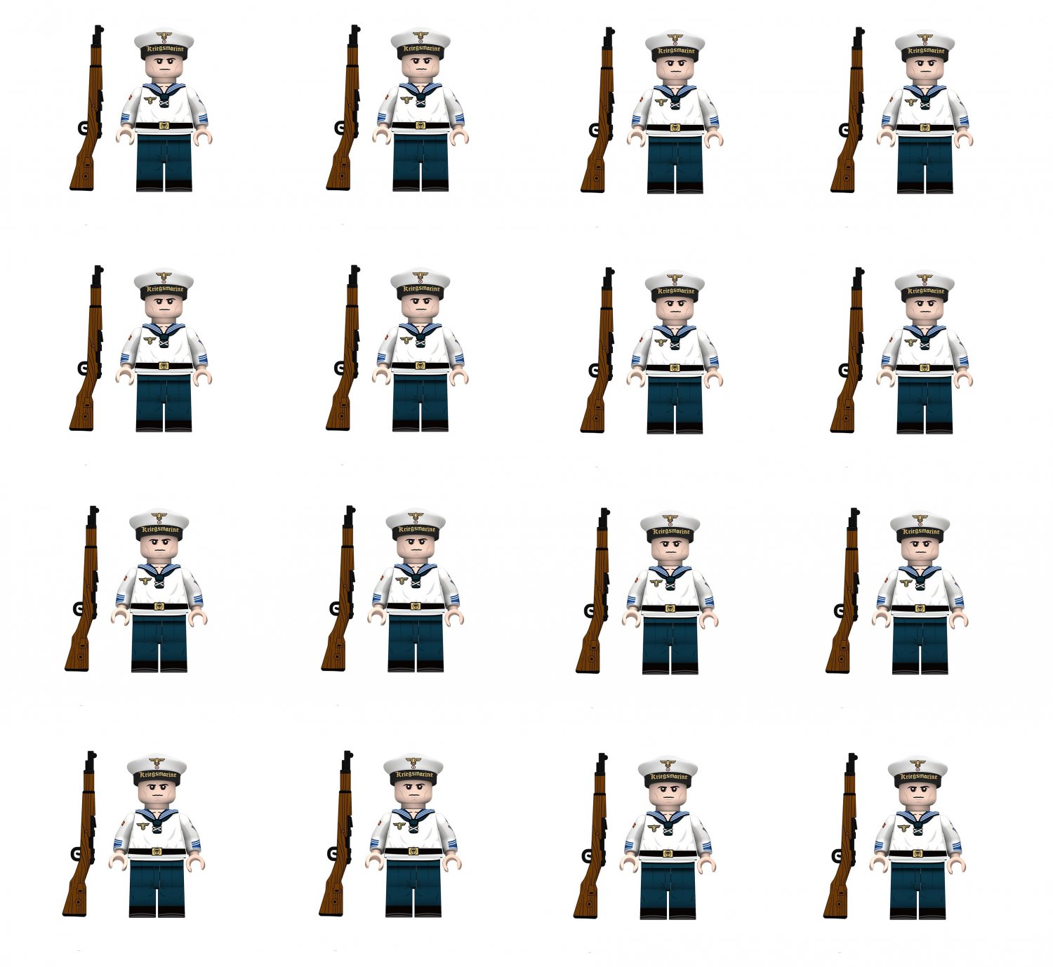 16pcs German Navy Escort Ship Soldier Maate Minifigures Lego Compatible WW2 Soldier Set