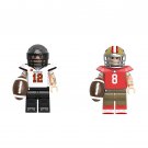Steve Young VS Tom Brady Minifigures Lego Compatible Rugby star Sets