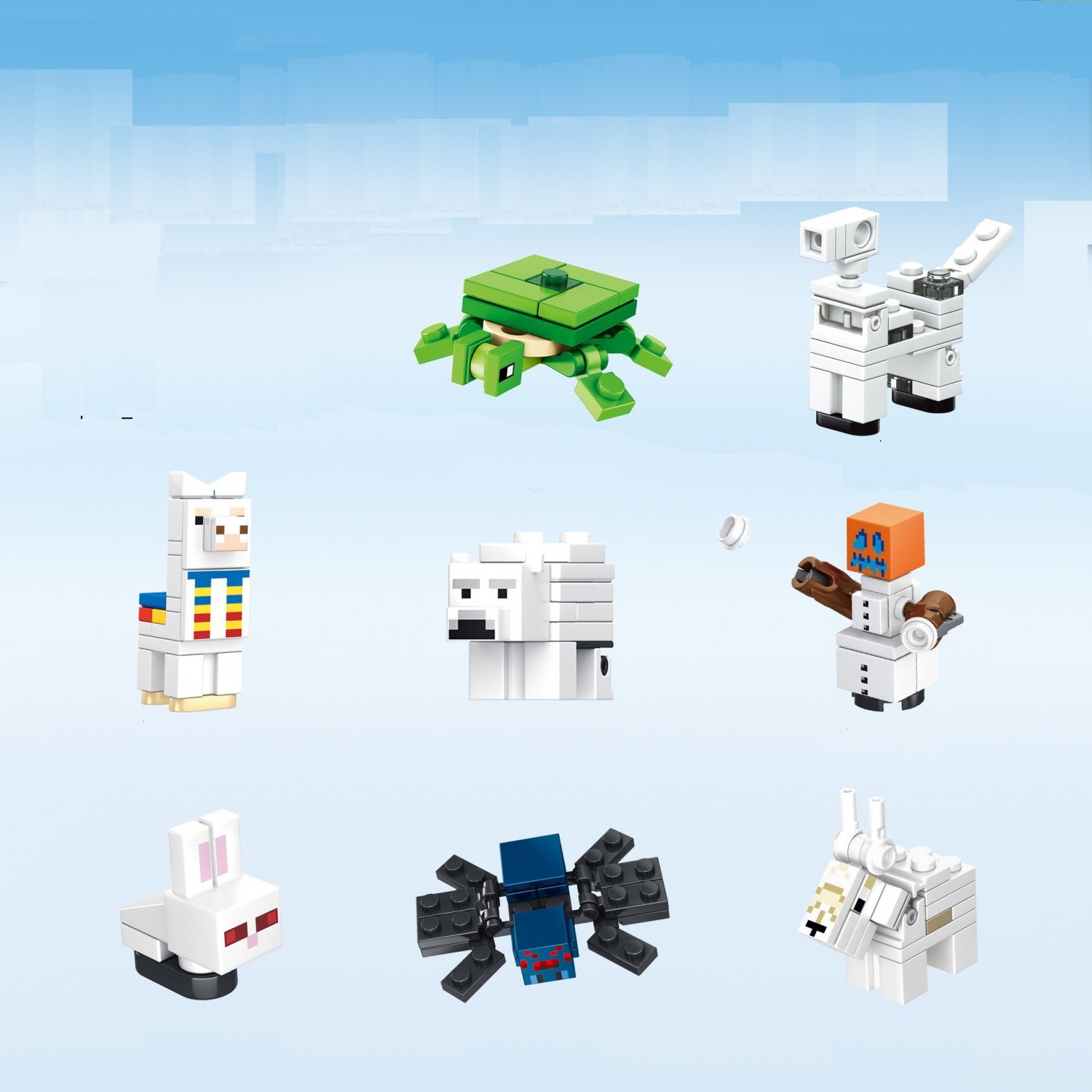 Polar Bear Pumpkin Snowman Rabbit Turtle Minifigures Lego Compatible Minecraft Sets