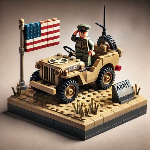 George Patton Jr. Jeep Willys Car Minifigures Lego Compatible WW2 Military Sets