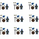 9pcs Blue Dragon Warrior Minifigures Lego Compatible Medieval Knight Sets