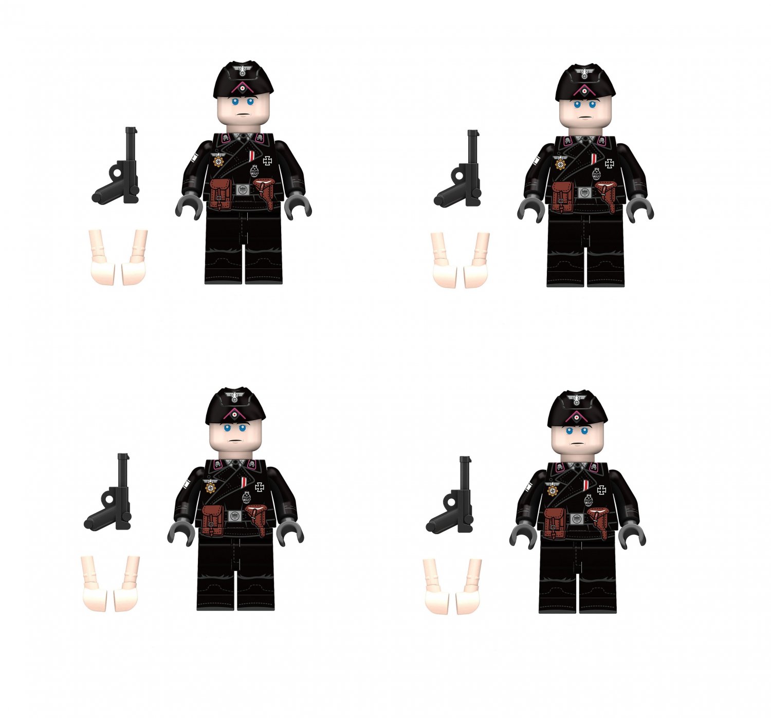 4pcs German armored forces Minifigures Lego Compatible WW2 Soldier Sets