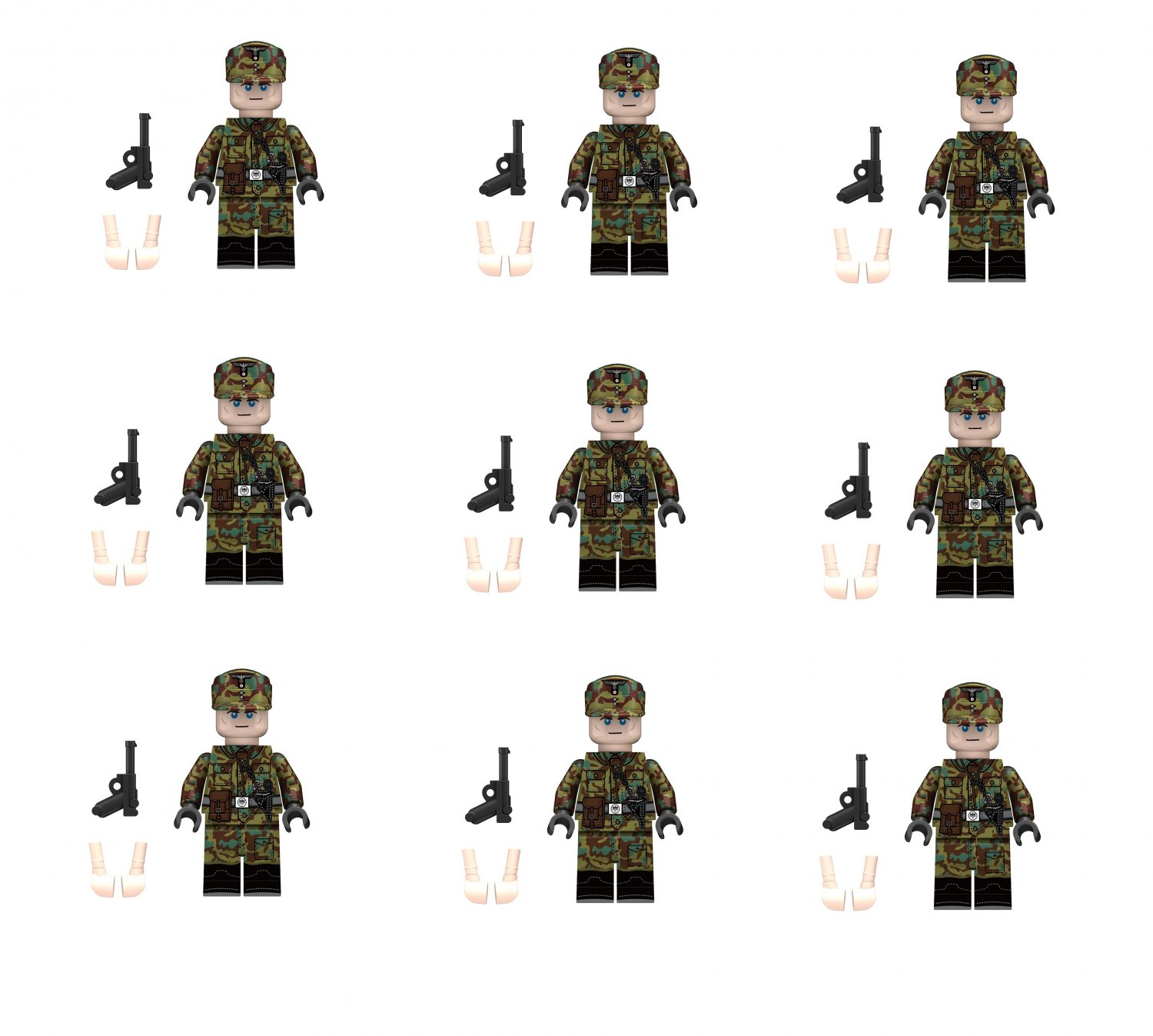 9pcs Italy Telo Panzer Troops Minifigures Lego Compatible WW2 Soldier Sets