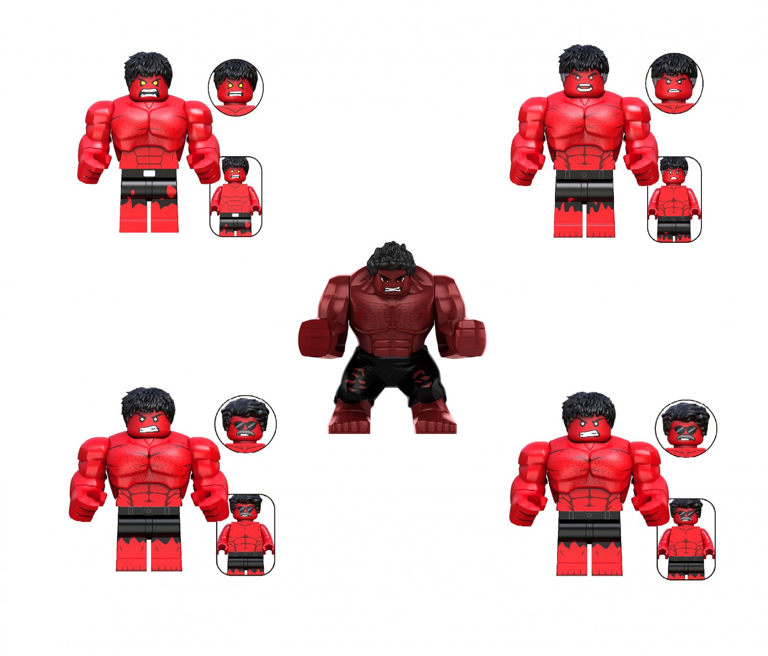 5pcs Red Hulk Minifigure Lego Compatible The Avengers Set