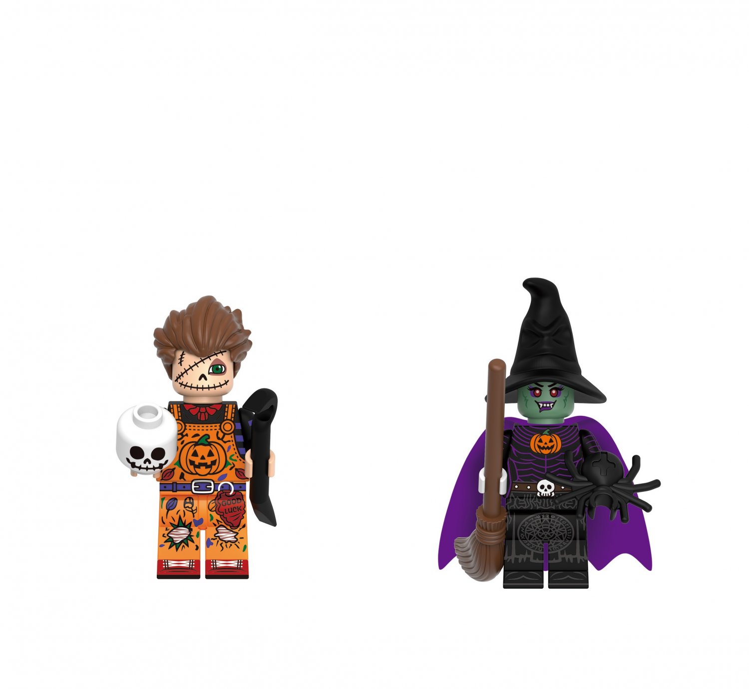 Little Boy and Witch Minifigures Lego Compatible 2025 Halloween Sets