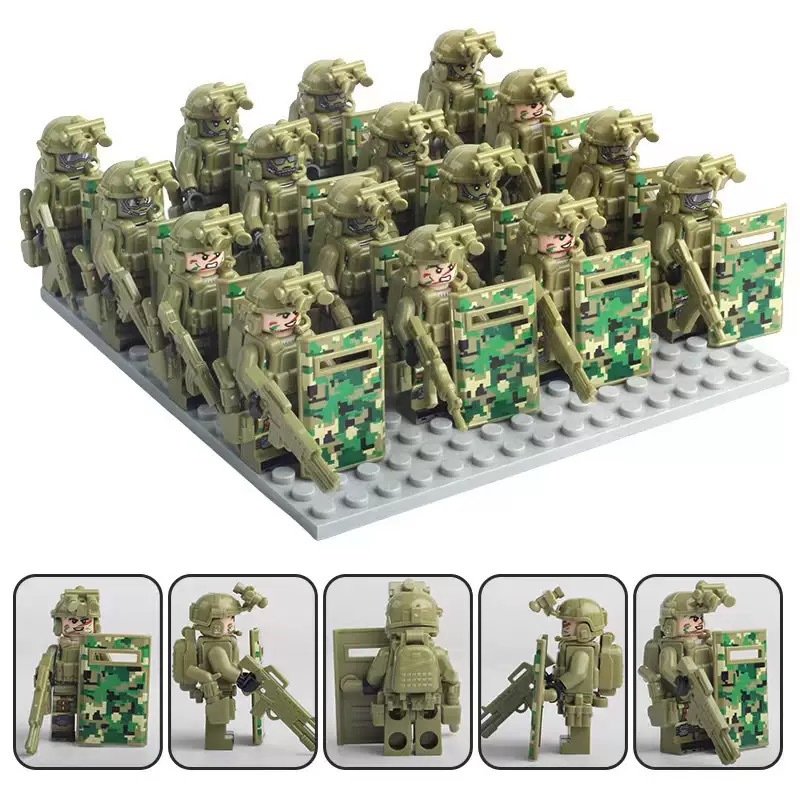 16pcs Bullet Shield Special Force Minifigures Lego Compatible Military Base Sets